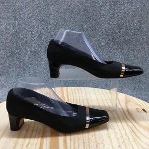 Van Eli Shoes Womens 9.5 M Slip On Pumps Black Leather Casual Heels Square Toe - Picture 1 of 17