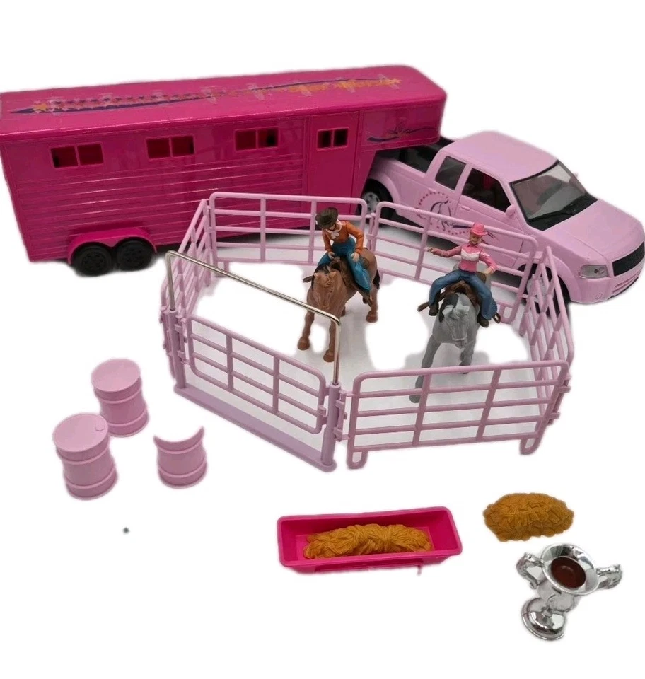 Valley Ranch Pink Pick Up Truck And Horse Trailer Playset - Image 1 of 4