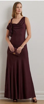 Lauren Ralph Lauren Women's Charmeuse Cowlneck Gown Size 8 - Image 1 of 4