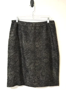 Coldwater Creek Skirt Size 12 Knee Length Career Black Gray Jacquard - Picture 1 of 12