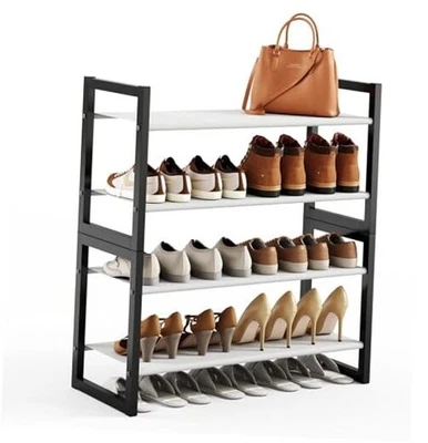 4-Tier Metal Shoe Rack for Closet & Entryway, 11.8" Deep Stackable Shoe 4-Tire - Image 1 of 4