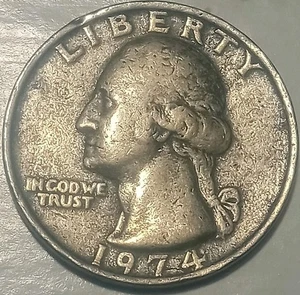 1974 P Improperly ANLD'Black Beauty'Mint Error Washington Quarter,Free Shipping! - Picture 1 of 3