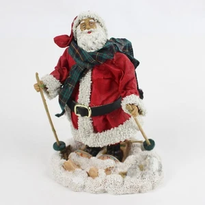 Weihnachten Weihnachtsmann Skifahren Figur aus Stoffmaché und Resin - Bild 1 von 5