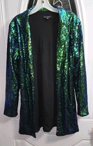 HAODUOYI Woman’s XL Àll Over Sequined Open Front Jacket - Picture 1 of 6