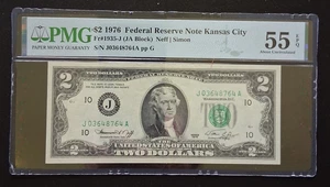 1976 $2 Federal Reserve Note - KANSAS CITY - JA Block - 55 EPQ - Picture 1 of 2
