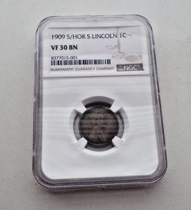 1909 S/HOR S Lincoln Penny VF 30 BN NGC - Picture 1 of 2