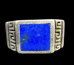 Rick Tolino Navajo Native American Sterling Silver Lapis Heavy Men’s Ring 9.25 - Picture 1 of 3