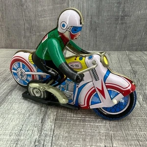 60's Vintage Tin Toy Motorcycle Rider, Wind-Up Friction, Made in China, MS-702 - Picture 1 of 9