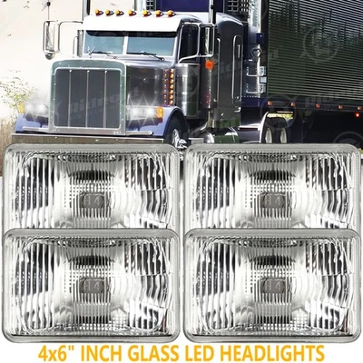 4x6" Square Glass Headlight Lamp Housing H4 For Kenworth T800 T400 W900 T600A - Image 1 of 4