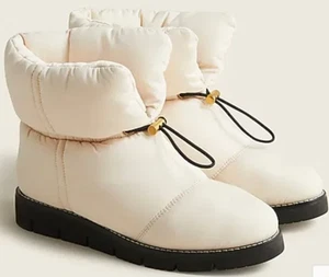 J Crew Elsa Puffer Boot with Primaloft In Dusty Ivory Size 8 Brand New - Picture 1 of 8