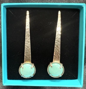 Vintage A.S ISRAEL 925 Sterling Silber Türkis Ohrringe 2,5" lang Einfädler - Bild 1 von 9