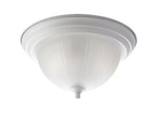 2-Light White Flush Mount with Etched Ribbed Glass