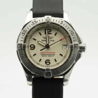 Breitling Colt Oceane Mujer Reloj A77380 32MM Acero Con Correa de Cuero Hermoso - Imagen 1 de 4