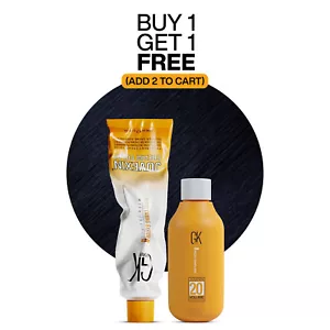 GK Hair 1.1 Ash Black Hair Color Cream 100ml + 20 Vol Developer 150ml - Picture 1 of 1