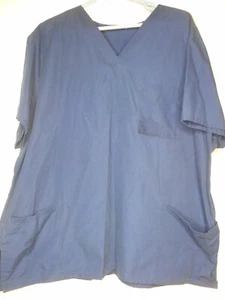 Solid Unisex Blue Scrub Top Medical Uniform Sz 1x - Picture 1 of 3