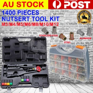 1400PCS Nutsert Tool Kit Rivnut Stainless Steel Rivet Nut Gun Mandrels M3-M12 AU - Picture 1 of 11