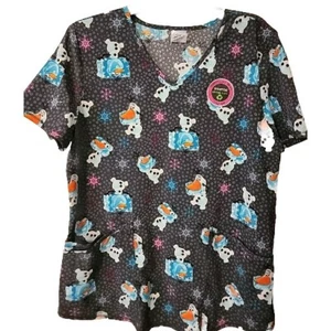 Disney FROZEN Olaf Scrub Size Large Pockets NWT Performance stretch ultra soft - Picture 1 of 13
