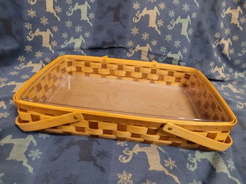 Longaberger 18" X 12" Checkerboard Pattern Basket - RARE Cover