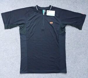 Helly Hansen Trailwizard T Shirt Top Mens Large Black 1/4 Zip Breathable UPF30+