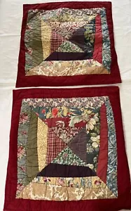 Lotto coppia federe bandana patchwork fienile ceramica misura euro quadrate - Foto 1 di 8