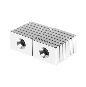 3/4 x 1/2 x 1/8 Inch Rare Earth Countersunk Block Magnets N42 (14 Pack) - Picture 1 of 3