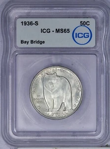1936-S Bay Bridge Half Dollar 50C ICG MS65 - Picture 1 of 2