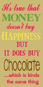 ~ITEM 7113 J It's True That Money Stencil - Chocolate Stencils- DIY Signs - Imagen 1 de 1