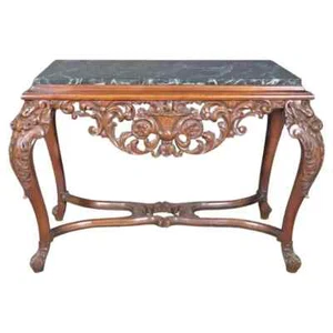 Finely Carved Gilded French Verdi Green Marble Louis XV Center Table circa 1890s - Picture 1 of 13