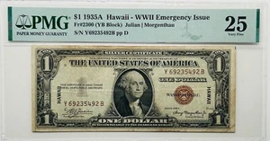 1935A Hawaii WWII 1 Silver Certificate PMG VF25 (Stains) - Picture 1 of 4