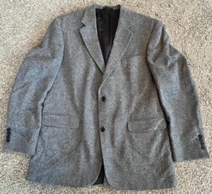 Lands End Wolle Fischgrät Blazer Herren 44 L 2-Knopf Lamm grau Anzugjacke - Bild 1 von 14