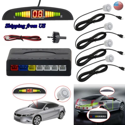 4 Parking Sensors Car Auto Reverse Backup Rear Buzzer Radar System Alarm Kit - Image 1 of 4