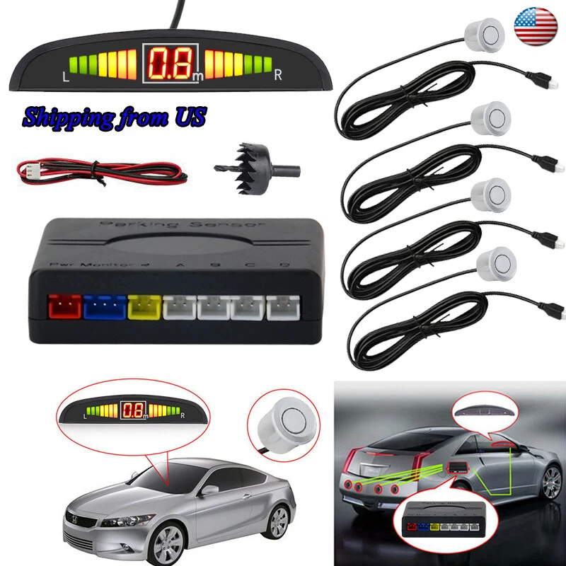 4 Parking Sensors Car Auto Reverse Backup Rear Buzzer Radar System Alarm Kit - Image 1 of 4
