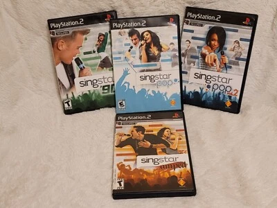 Singstar (Playstation 2 PS2) Games- Lot of 4 - 90s, pop, pop vol.2 and Amped - Image 1 of 4