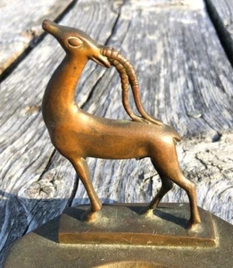 Antique Bronze Art Deco Deer Ashtray Moselsio 1928 Sculpture SIGNED! Vermont - Picture 1 of 8