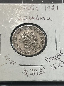 1921 Czechoslovakia 20 Haleru - Beautiful Coin - Wes - Picture 1 of 3