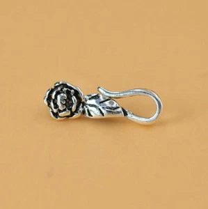 Gancho de flor de plata esterlina oxidada de Bali broches en S para collar de pulsera A2188 - Imagen 1 de 8