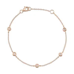 Conjunto de bisel de estación de pulsera de diamantes de oro rosa de 14 quilates por yarda 0,13 quilates natural - Imagen 1 de 3