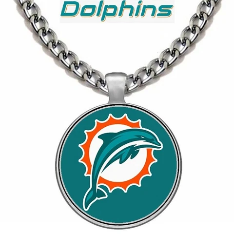 Large Miami Dolphins Mens Womens 24" Stainless Steel Chain Pendant Necklace D5 Cover
