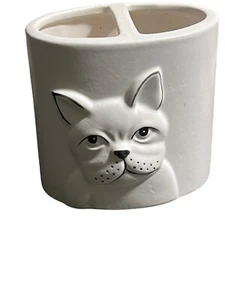 PERI HOME 3-D bulldog, ceramic toothbrush, holder cream color - Picture 1 of 4