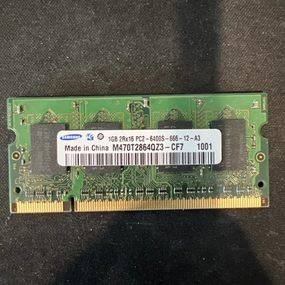 M470T2864QZ3-CF7 SAMSUNG LAPTOP MEMORY 1GB 2RX16 PC2-6400S-666-12-A3 (CA611) - Image 1 of 2