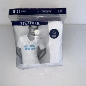 New Stafford 4-Pack Mens 100% Cotton Ultra Soft V-Neck T-Shirt XXL - Picture 1 of 12