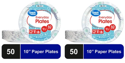 Great Value Everyday Disposable Paper Plates, 10", 100 Count - Image 1 of 2