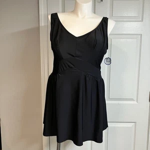 Swimsuits For All Beach Belle Layered Swim Dress Black Womens Plus Size 26 - Picture 1 of 13
