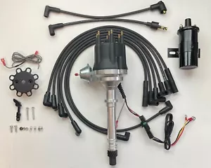 CHEVY GMC 4.3L 262 EFI TO CARB NEGRO PEQUEÑA TAPA DISTRIBUIDOR HEI + BOBINA DE 45 K + CABLES - Imagen 1 de 9