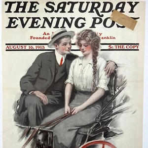 1913 Saturday Evening Post Original Full-Color Magazine Cover Edna Ferber - Imagen 1 de 2
