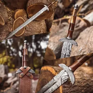 Espada de acero Damasco personalizada vikinga forjada a mano | Espada de fantasía personalizada - Imagen 1 de 4
