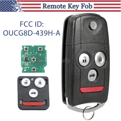 Para Acura TL 2007 2008 4 botones llave abatible mando a distancia entrada sin llave OUCG8D-439H-A Foto 1 de 4