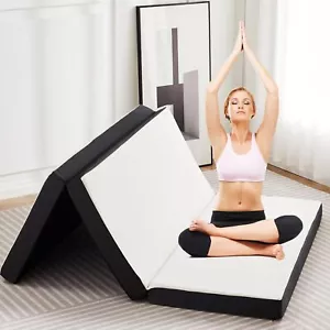 4 inch Tri-Fold Folding Mattress Memory Foam Mattress Topper with Washable Cover - Picture 1 of 12