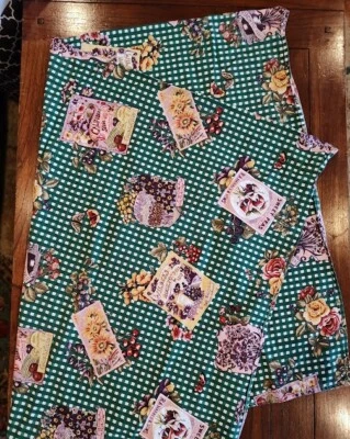 Vintage Wilton Court 46"x68" Green Gingham Tablecloth with Seed Packets Gorgeous - Image 1 of 4