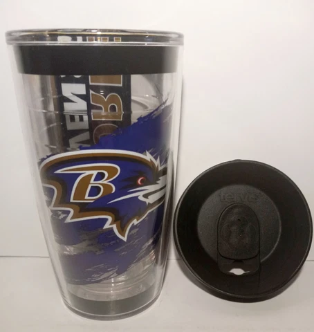 NFL Baltimore Ravens Tervis 16 oz Tumbler with Lid Travel Cup Hot/Cold Insulated Cover